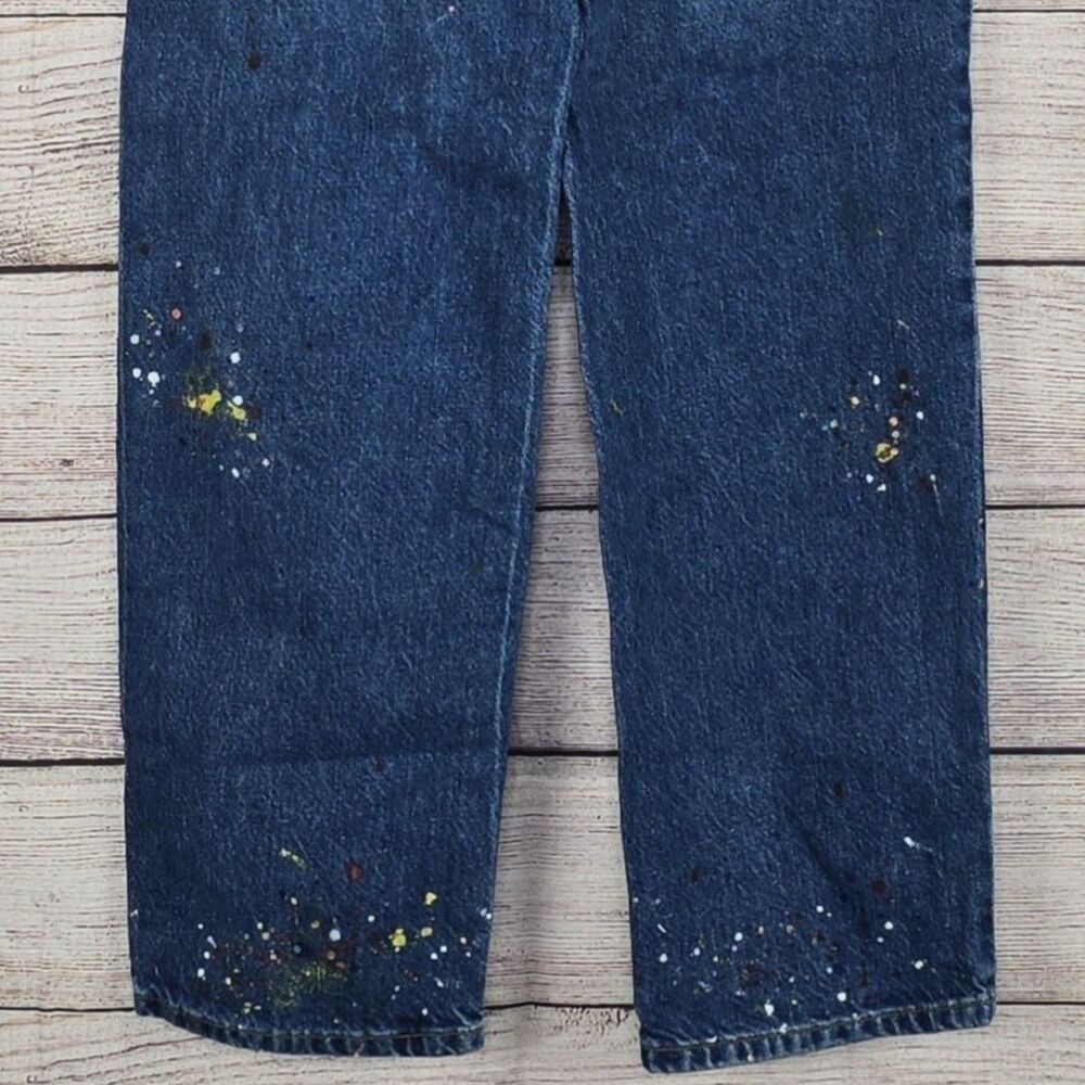 Zara Paint Splatter High Rise Cropped Painter Wide Leg Jeans Size 0 NWT - Picture 8 of 10